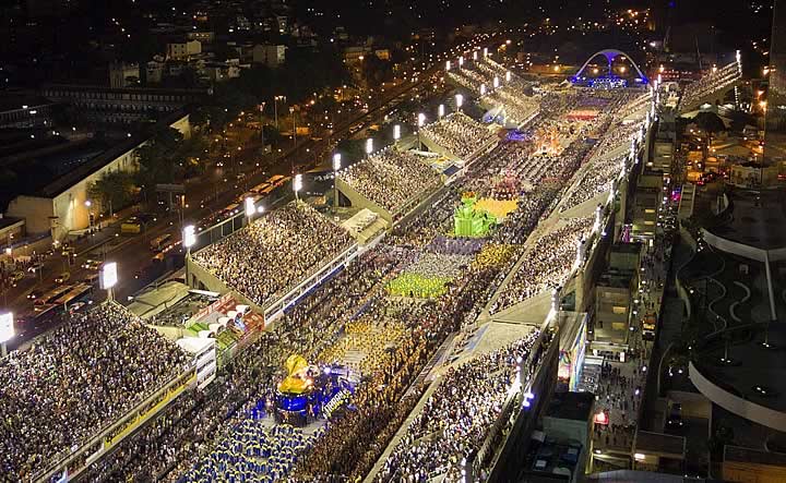 Vista aérea do Sambódromo da Marquês de Sapucaí, no Rio de Janeiro 
