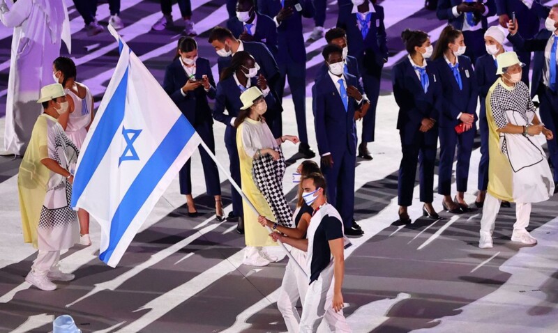 Comissão de atletas israelenses na abertura da Olimpíada Tóquio 2020